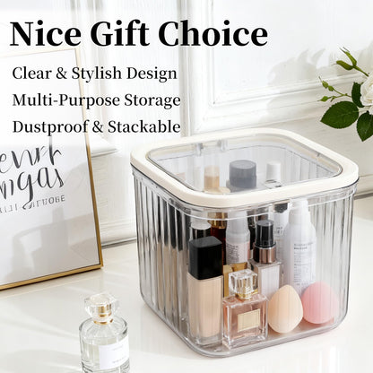 Makeup Organizer - Storage Box with Lid - Jewelry Box - Bathroom Accessories - Cosmetics Storage - Hair Accessories - Storage Box - Storage Containers - Toilet Organizer - Acrylic - Transparent - Set of 2 - Image 3