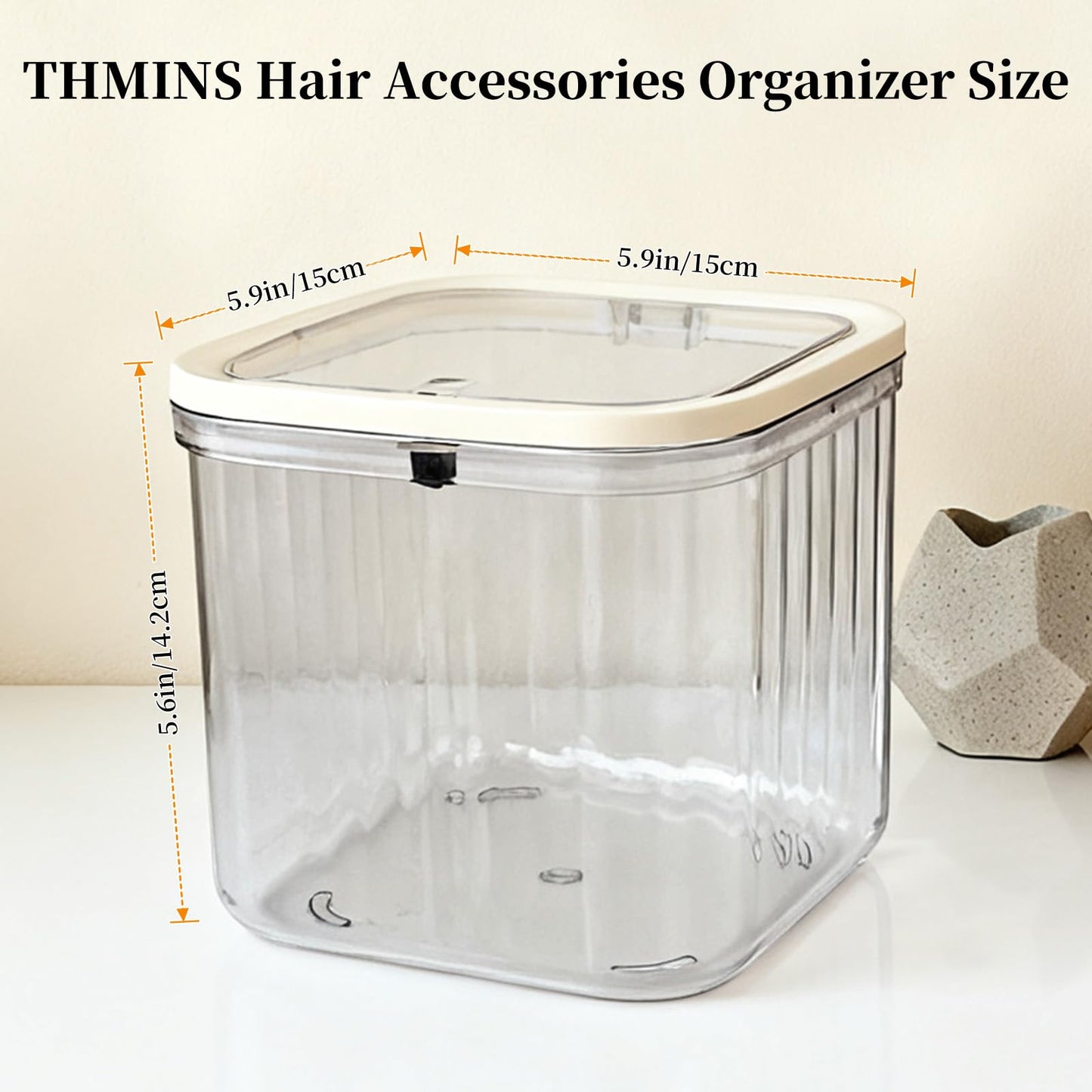 Makeup Organizer - Storage Box with Lid - Jewelry Box - Bathroom Accessories - Cosmetics Storage - Hair Accessories - Storage Box - Storage Containers - Toilet Organizer - Acrylic - Transparent - Set of 2 - Image 5