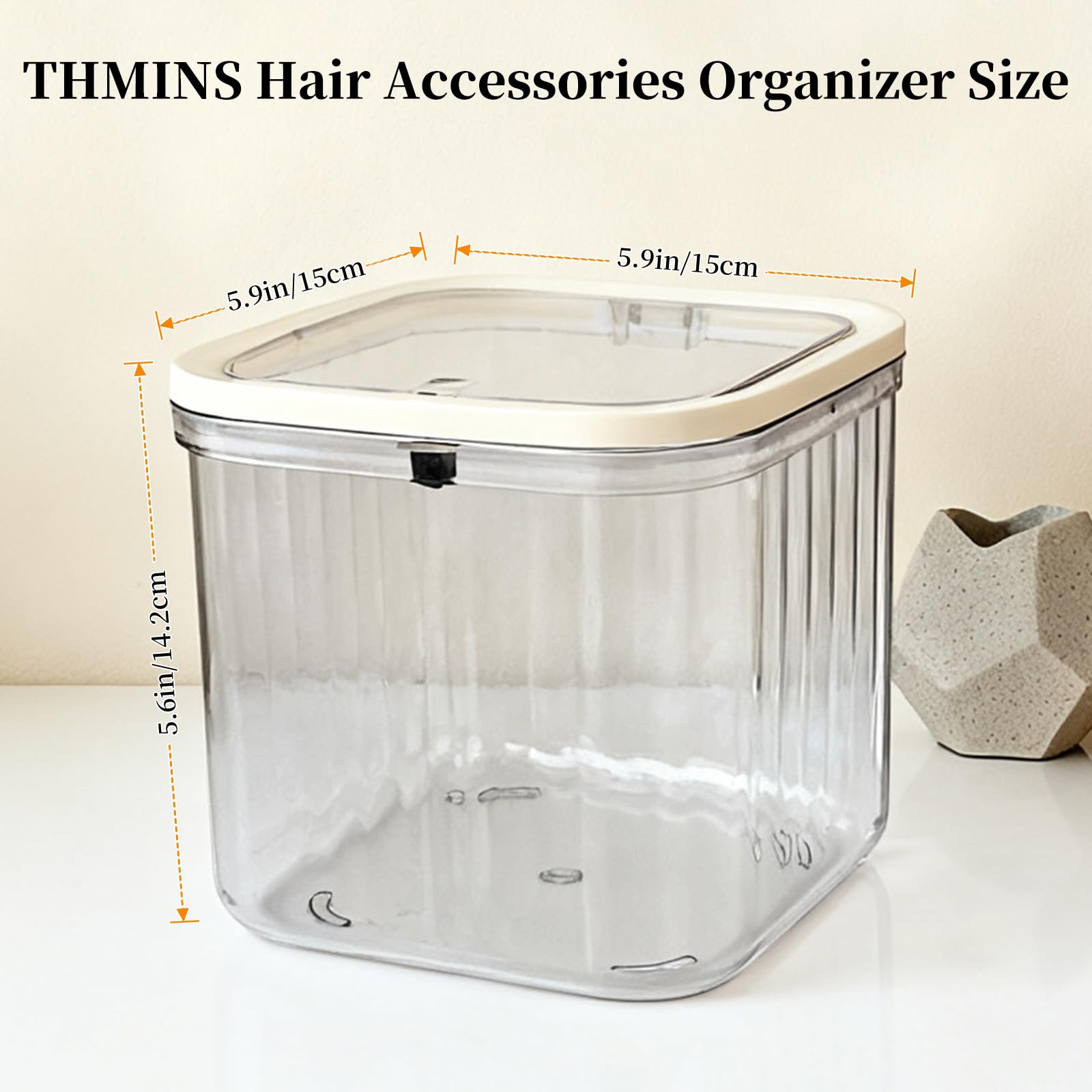 Makeup Organizer - Storage Box with Lid - Jewelry Box - Bathroom Accessories - Cosmetics Storage - Hair Accessories - Storage Box - Storage Containers - Toilet Organizer - Acrylic - Transparent - Set of 2 - Image 5