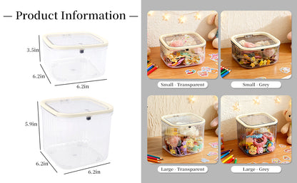 Makeup Organizer - Storage Box with Lid - Jewelry Box - Bathroom Accessories - Cosmetics Storage - Hair Accessories - Storage Box - Storage Containers - Toilet Organizer - Acrylic - Transparent - Set of 2 - Image 7
