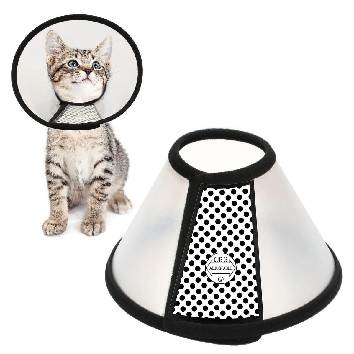 Adjustable Pet Recovery Cone with Soft Edge for Cats and Small Dogs, Anti-Lick Collar for Post-Operation Care, 16 cm, S, Transparent