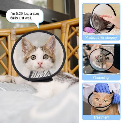Cat Collar - Dog Cone - Anti-Lick Collar - Anti-Bite - Anti-Scratch - Adjustable - Soft Edge - Comfortable - Lightweight - Velcro Closure - Transparent - Washable - Neck Collar - Training Collar - Kitten - Small Cat - S - 13-16 cm - 1 Piece - Image 8