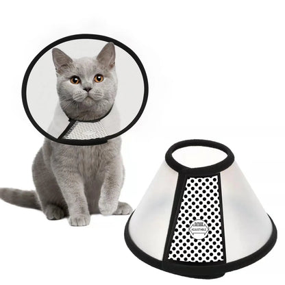 Adjustable Pet Recovery Cone with Soft Edge for Cats and Small Dogs, Anti-Lick Collar for Post-Operation Care, 21 cm, M, Transparent
