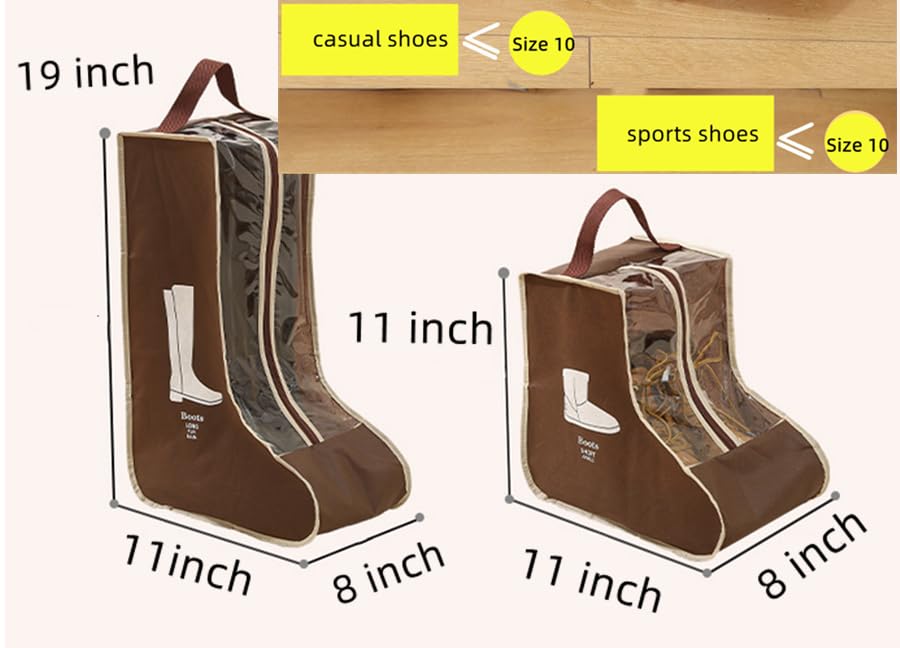 Boot Bag - Shoe Bag - Boot Storage - Dust Cover - Shoe Storage Bag - Travel Organizer - Transparent - Breathable - With Handle - Zipper - Protective Cover - High Boots - Ankle Boots - White - Set of 2 - Image 4