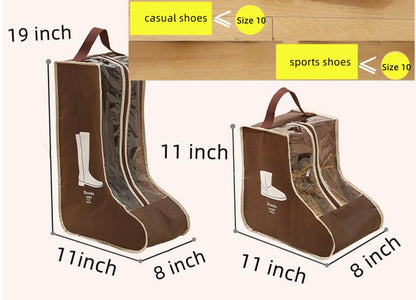 Boot Bag - Shoe Bag - Boot Storage - Dust Cover - Shoe Storage Bag - Travel Organizer - Transparent - Breathable - With Handle - Zipper - Protective Cover - High Boots - Ankle Boots - White - Set of 2 - Image 4