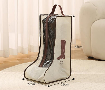 Boot Bag - Shoe Bag - Boot Storage - Dust Cover - Shoe Storage Bag - Travel Organizer - Transparent - Breathable - With Handle - Zipper - Protective Cover - High Boots - Ankle Boots - White - Set of 2 - Image 5