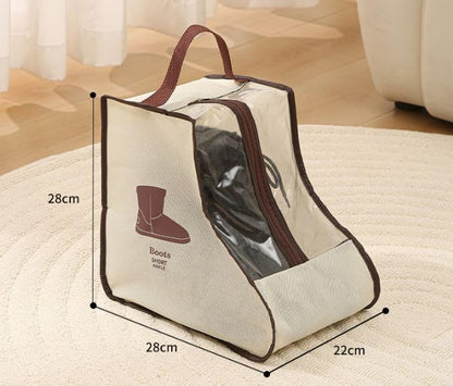 Boot Bag - Shoe Bag - Boot Storage - Dust Cover - Shoe Storage Bag - Travel Organizer - Transparent - Breathable - With Handle - Zipper - Protective Cover - High Boots - Ankle Boots - White - Set of 2 - Image 6
