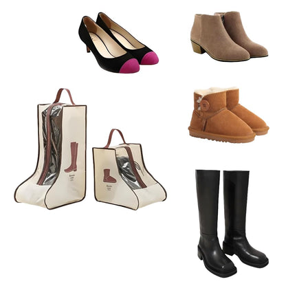 Boot Bag - Shoe Bag - Boot Storage - Dust Cover - Shoe Storage Bag - Travel Organizer - Transparent - Breathable - With Handle - Zipper - Protective Cover - High Boots - Ankle Boots - White - Set of 2 - Image 8