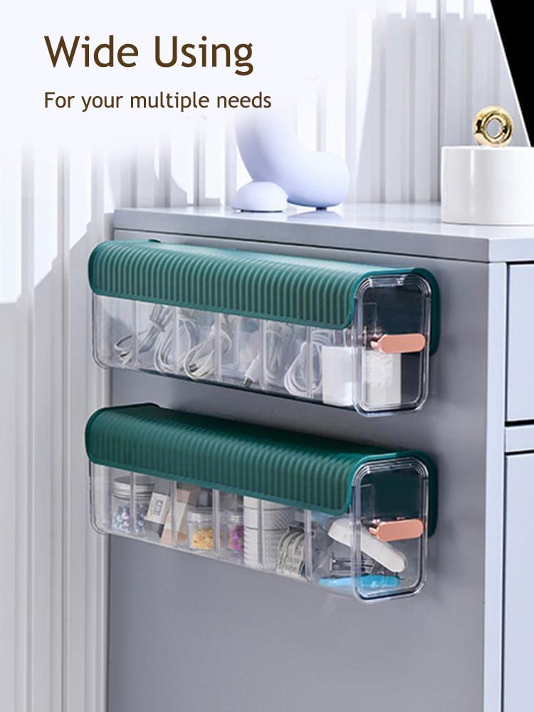 Underwear organizer - Sock organizer - Wardrobe organizer - Wall mounted - No drilling - Storage box with 6 compartments - Lingerie storage - Self-adhesive - Cable organizer - Transparent - Storage system - Space saving - White - 1 piece - Image 5