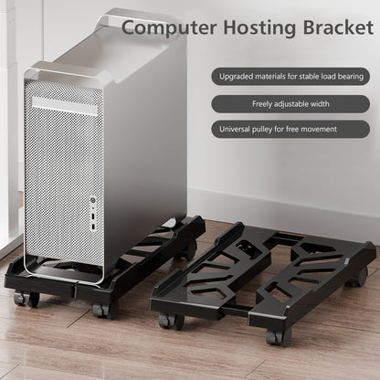 PC Stand with Wheels - Computer Holder - CPU Trolley - Mobile - PC Cart - Desktop Stand - Computer Case Holder - Gaming Setup - Office Supplies - Floor Stand - Computer Accessories - Adjustable Width - Black - 1 Piece - Image 3