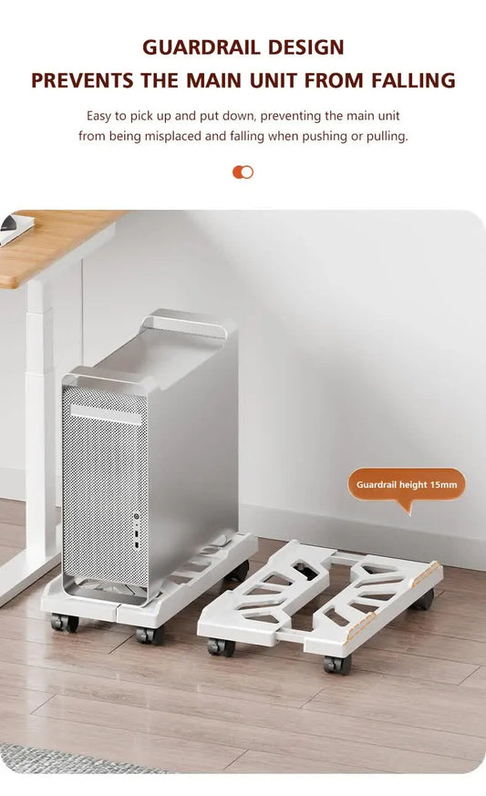 Adjustable PC Tower Stand with Wheels, Mobile CPU Trolley for Desktop Computers, Gaming Setups and Office Floors, Black - Image 5