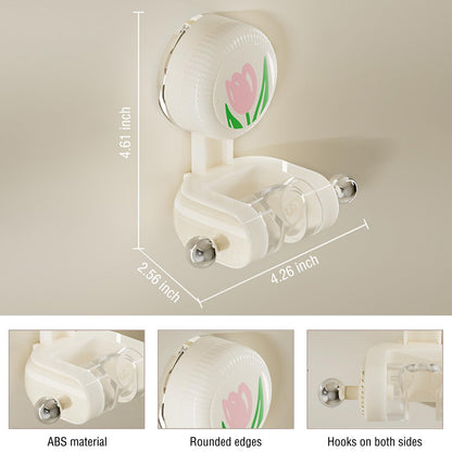 Shower Head Holder - Shower Head Holder - Hand Shower Holder - Bathroom Accessories - Shower Holder - Bathroom Organizer - Hanging System - Wall Bracket - Shower Head Mount - With Hooks - Tulip Design - Self-Adhesive Without Drilling - Beige With Pink - 1 - Image 6