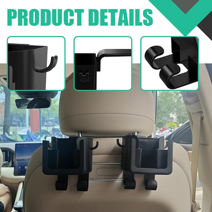 Car Hook - Car Organizer - Car Cup Holder - Car Phone Holder Backseat - Headrest Hooks - Bag Holder - Clothes Hanger - Car Accessories Interior - Car Gadgets - Storage - Travel Accessories - Multifunctional - Black - 2 Pieces - Image 3