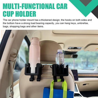 Car Hook - Car Organizer - Car Cup Holder - Car Phone Holder Backseat - Headrest Hooks - Bag Holder - Clothes Hanger - Car Accessories Interior - Car Gadgets - Storage - Travel Accessories - Multifunctional - Black - 2 Pieces - Image 6