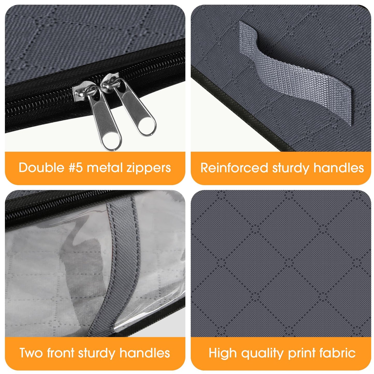 Clothing Storage Bag - Underbed Storage Box - Wardrobe Organizer - Duvet Storage Bag - Large Textile Storage Box - Foldable Storage Bags - Bedding Basket - Clothing Storage - Pillow Bag - Underbed Box Fabric - Storage - Gray - 3 Pieces - Image 3