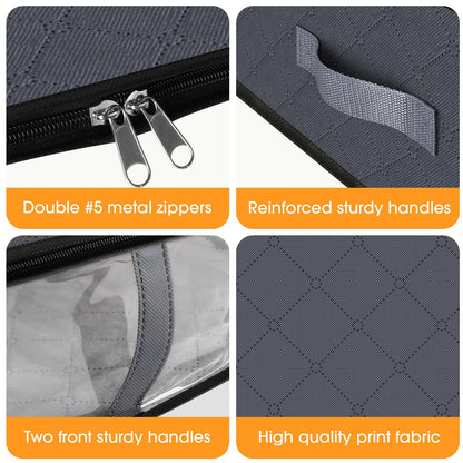 Clothing Storage Bag - Underbed Storage Box - Wardrobe Organizer - Duvet Storage Bag - Large Textile Storage Box - Foldable Storage Bags - Bedding Basket - Clothing Storage - Pillow Bag - Underbed Box Fabric - Storage - Gray - 3 Pieces - Image 3