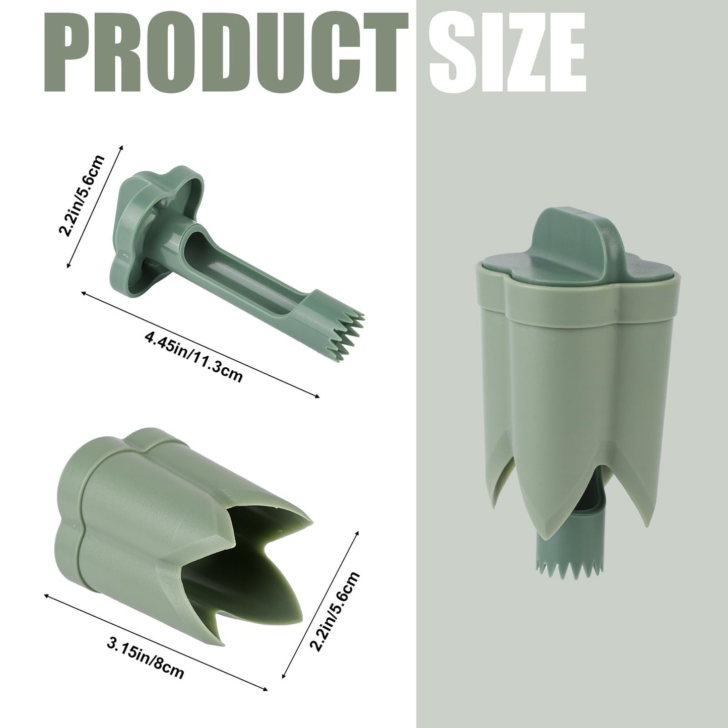 Bell Pepper Pitter - Jalapeño Pepper Drill - Chili Pepper Core Remover - Universal Vegetable Cutter - Kitchen Utensils - Bell Pepper Drill - Seed Remover - Handy Kitchen Aid - Fruit and Vegetable Tool - Kitchen Accessories - Green - 2 Pieces - Image 2