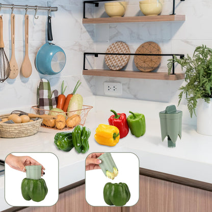 Bell Pepper Pitter - Jalapeño Pepper Drill - Chili Pepper Core Remover - Universal Vegetable Cutter - Kitchen Utensils - Bell Pepper Drill - Seed Remover - Handy Kitchen Aid - Fruit and Vegetable Tool - Kitchen Accessories - Green - 2 Pieces - Image 5