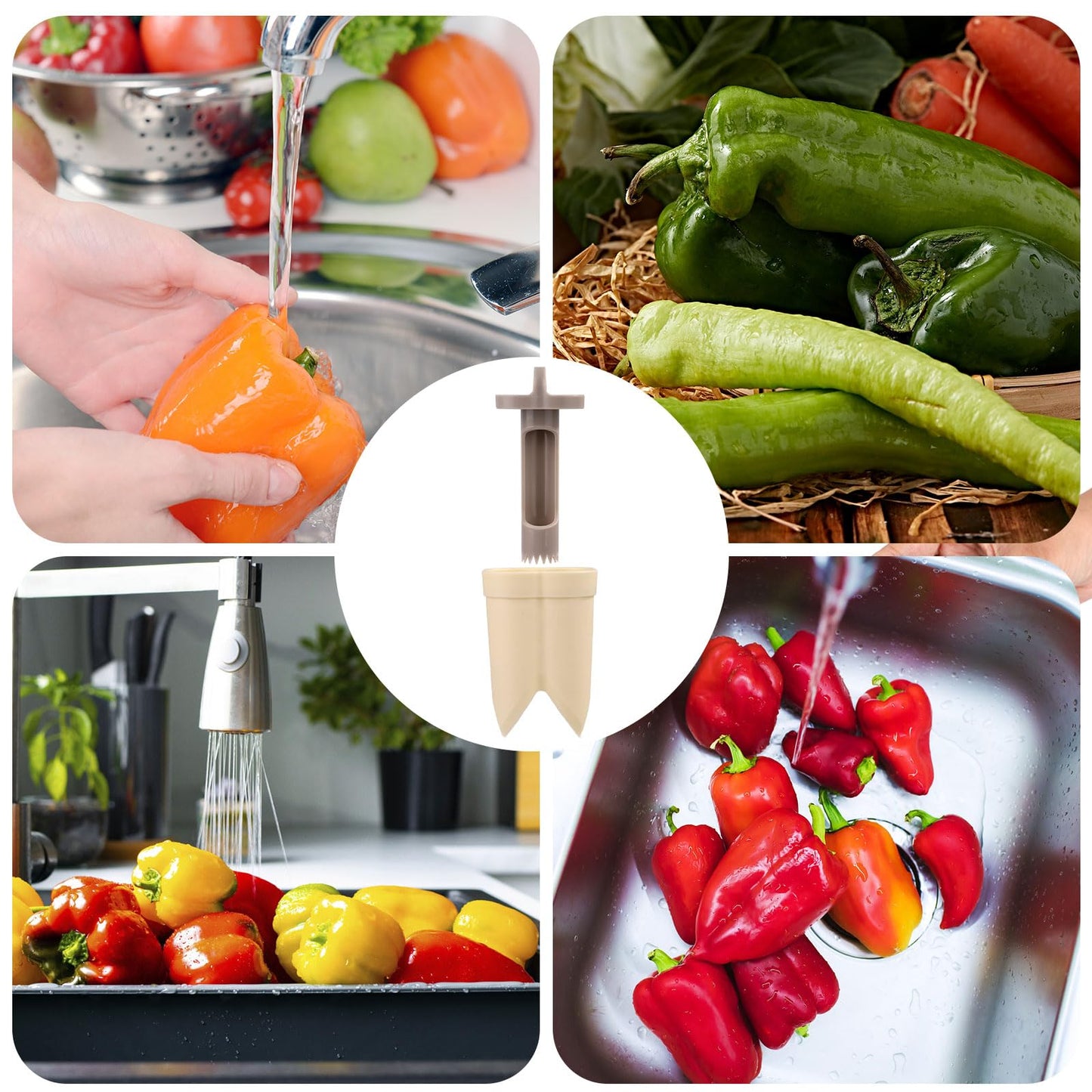 Bell Pepper Pitter - Jalapeño Pepper Drill - Chili Pepper Core Remover - Universal Vegetable Cutter - Kitchen Utensils - Bell Pepper Drill - Seed Remover - Handy Kitchen Aid - Fruit and Vegetable Tool - Kitchen Accessories - White - 2 Pieces - Image 6
