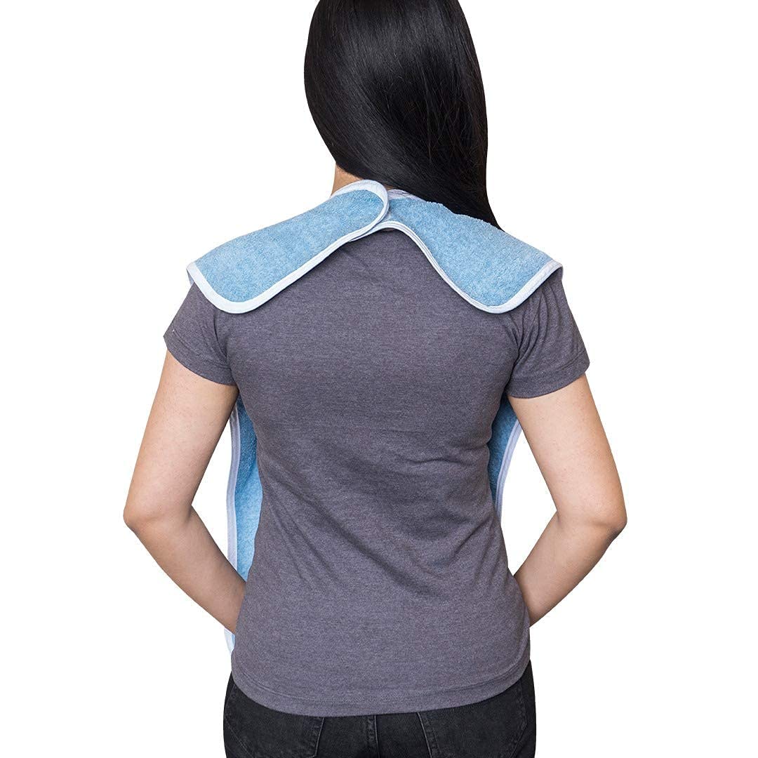 Adult Bib - Clothing Protector - Senior Eating Apron - Large Bib - Terrycloth Eating Bib - Washable Clothing Protector - Eating and Drinking Aids - Waterproof Lining - Neck Closure - Reusable - Blue - Pack of 2 - Image 7