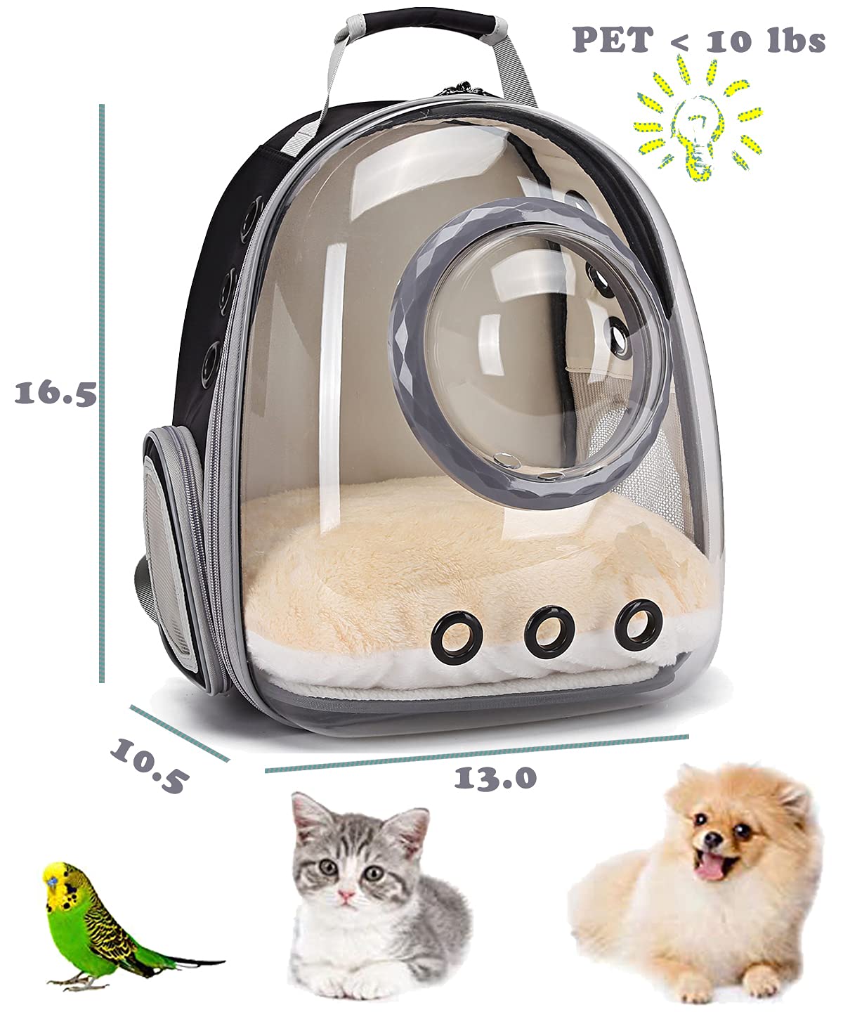 Cat Backpack - Cat Travel Basket - Cat Carrier - Small Dog Backpack - Transparent Pet Backpack - Cat Transport Box - Dog Travel Bag - Breathable Cat Basket - Backpack with Window - Pet Supplies - Hiking Backpack - Black - 1 Piece - Image 2