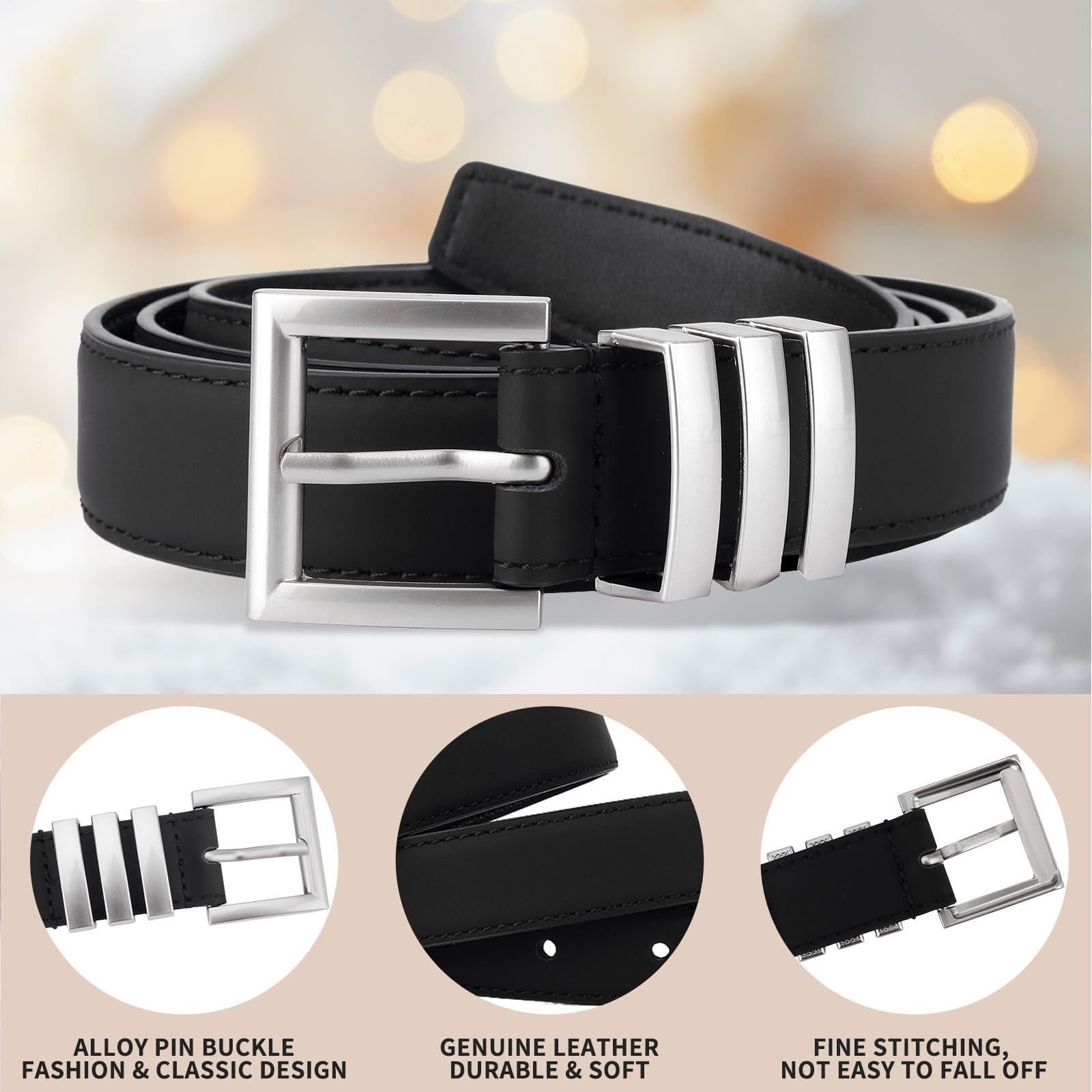 Waist Belt Women - Belts Women - Hip Belt - Jeans Belt - Belt with Buckle - Black Women's Belt - Accessories Women - Waistband - Faux Leather Belt - Casual Belt - Decorative Belt - Work Belt - Value Pack - Black - 2 Pieces - Image 3