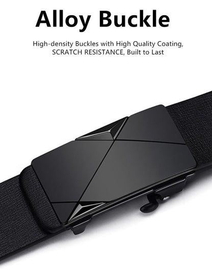 Men's Belt - Men's Trouser Belt - Belt with Automatic Buckle - Click Belt - Belt Without Holes - Luxury Costume Belt - Jeans Belt - Gift for Men - Infinitely Adjustable - 110 cm 120 cm 130 cm - Black - 3 Pieces - Image 2