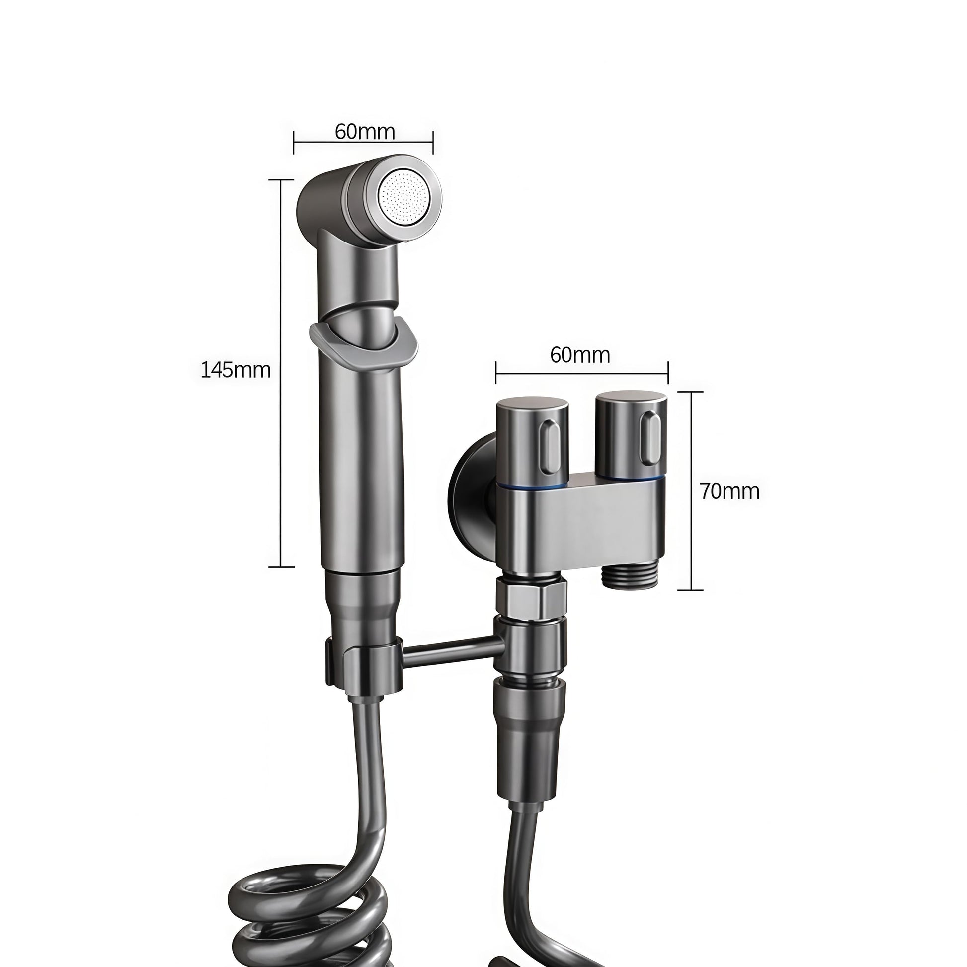 Bidet Sprayer - Hand Shower Toilet - Shattaf - WC Shower - Toilet Sprayer - Hand Bidet - Bidet Faucet - Intimate Hygiene - Stainless Steel - Bathroom Accessories - Complete Set with Hose - Including Adapter 1/2 to 3/8 - Gray - 1 Piece - Image 6