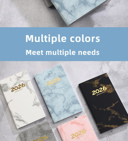 Pocket diary 2026 - A6 diary - Weekly planner - Yearly planner - Organizer - Planner book - 2026 diary for women - School diary - Weekly diary - Compact diary - Diary - Planning tool - Small diary - Marble design - Blue - 1 piece - Image 5