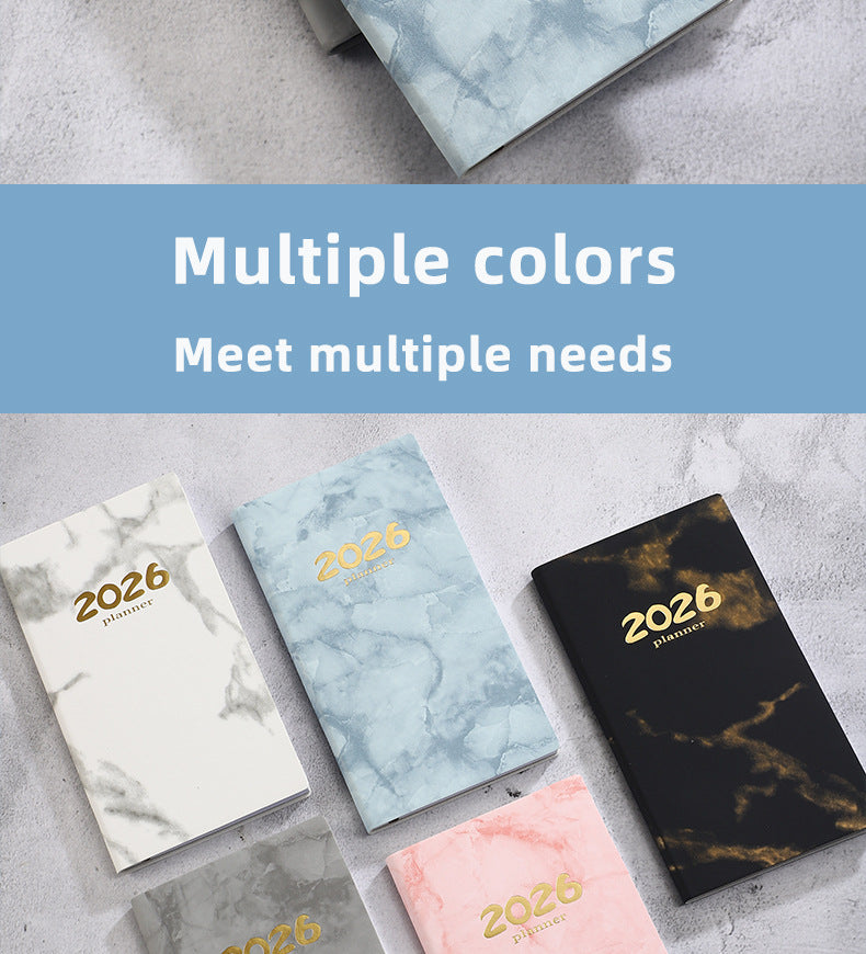 Pocket diary 2026 - A6 diary - Weekly planner - Yearly planner - Organizer - Planner book - 2026 diary for women - School diary - Weekly diary - Compact diary - Diary - Planning tool - Small diary - Marble design - Black - 1 piece - Image 5
