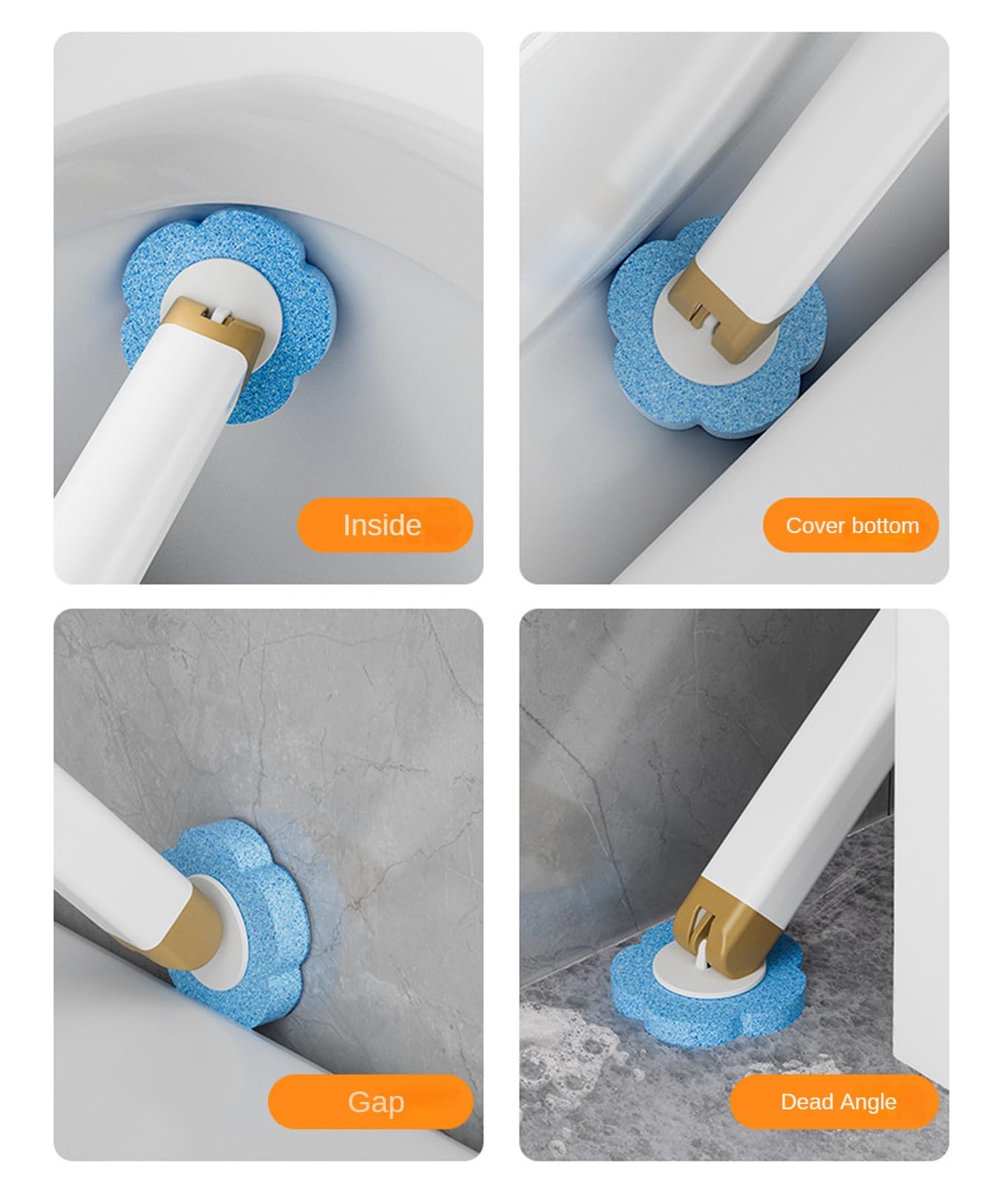 Toilet Brush Set - Toilet Brush with Holder - Cleaning Brush - Disposable Brush Heads - Refillable Toilet Brush - Sanitary Tool - Flexible Toilet Brush - Sponge Brush - Toilet Set - Bathroom Fittings - Including Refills - Household - White - 1 Piece - Image 4
