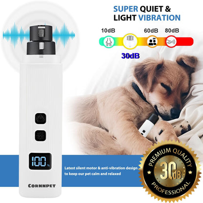 Dog Nail Drill - Electric Nail File - Cat Nail Trimmer - Pet Care - Paw Care - Nail Grinder - Dog Groomer - Animal Nail File - Cordless Design - Rechargeable Battery - With LED Lighting - Silent Motor - White - 1 Piece - Image 3