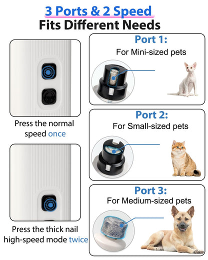 Dog Nail Drill - Electric Nail File - Cat Nail Trimmer - Pet Care - Paw Care - Nail Grinder - Dog Groomer - Animal Nail File - Cordless Design - Rechargeable Battery - With LED Lighting - Silent Motor - White - 1 Piece - Image 6