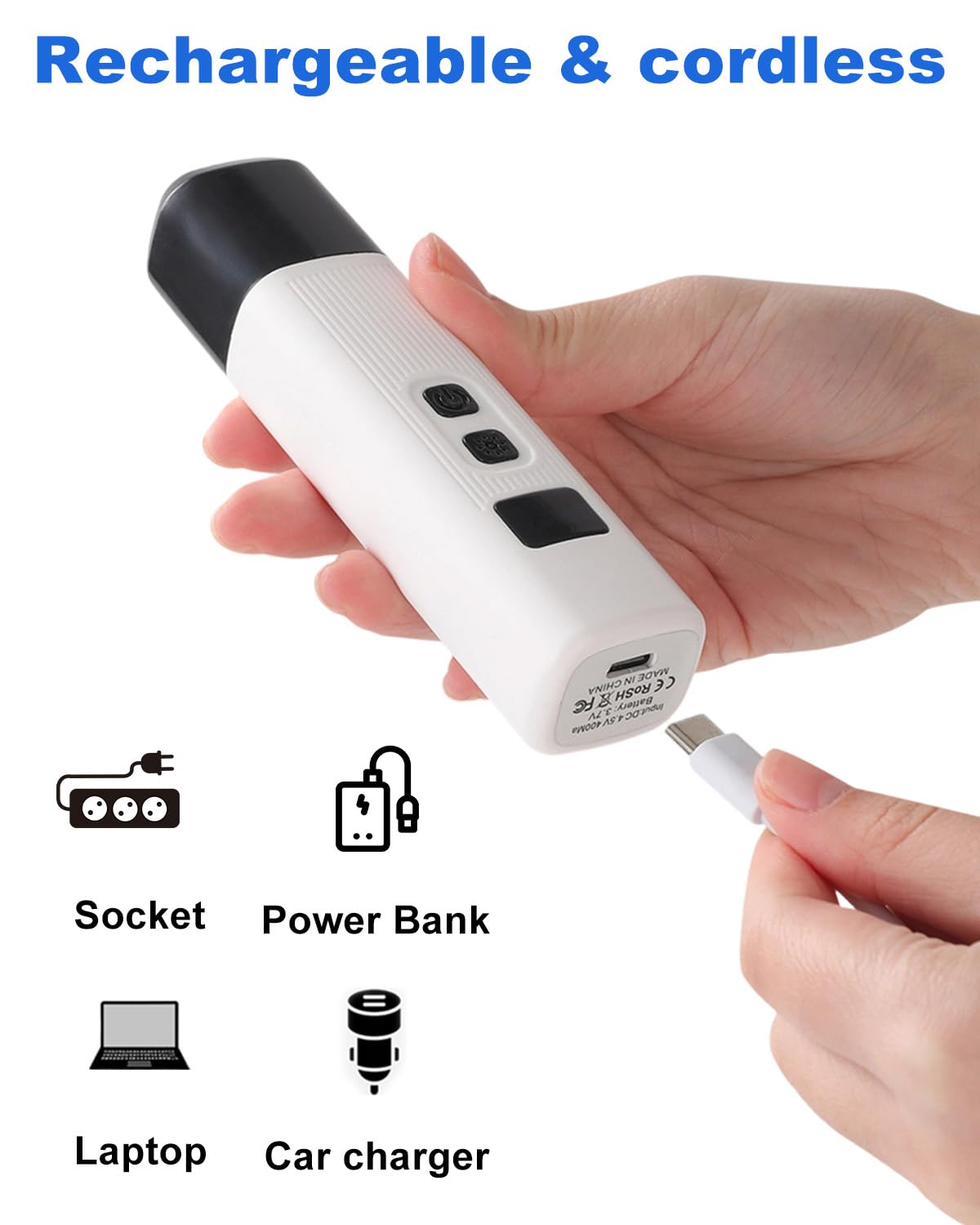 Dog Nail Drill - Electric Nail File - Cat Nail Trimmer - Pet Care - Paw Care - Nail Grinder - Dog Groomer - Animal Nail File - Cordless Design - Rechargeable Battery - With LED Lighting - Silent Motor - White - 1 Piece - Image 8