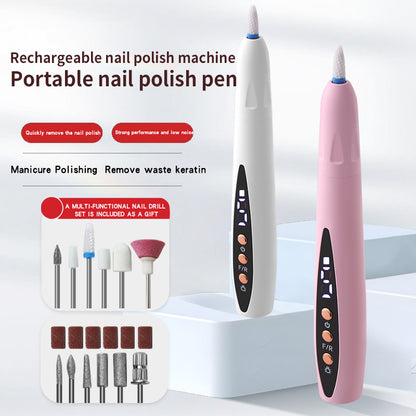 Nail drill - Electric nail file - Manicure set - Pedicure set - Nail care - Gel polish removal - Artificial nail filing - Nail polishing - Acrylic nails - Cordless - Rechargeable - With LCD screen - Nail styling - White - 1 Piece - Image 3