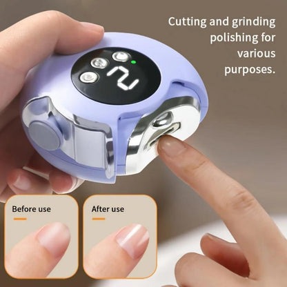 Electric nail clipper - Automatic nail trimmer - Manicure set - Nail care - Electric nail file - Rechargeable - With LCD screen - Nail scissors - Hand care - Nail polishing - Cordless - Nail styling - White - 1 Piece - Image 3