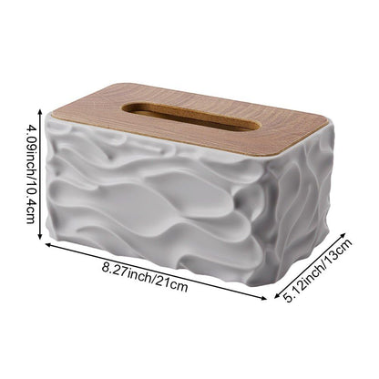 Tissue Box - Tissue Box - Handkerchief Box - Tissue Holder - Napkin Holder - Baby Wipes Box - Tissue Dispenser - Storage Box - Bathroom Accessories - Desk Organizer - Living Room Decoration - Bedroom Interior - Modern Design - Gray with Wood - 1 Piece - Image 5