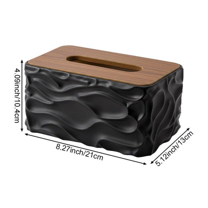 Tissue Box - Tissue Box - Handkerchief Box - Tissue Holder - Napkin Holder - Baby Wipes Box - Tissue Dispenser - Storage Box - Bathroom Accessories - Desk Organizer - Living Room Decoration - Bedroom Interior - Modern Design - Black with Wood - 1 Piece - Image 7