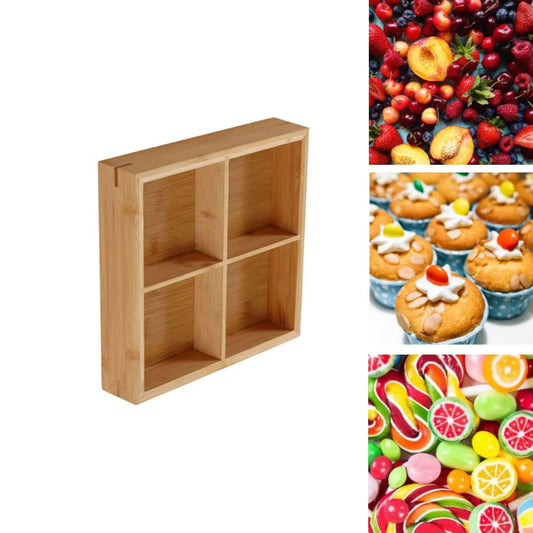4-Compartment Bamboo Drawer Organiser, Wooden Storage Tray for Cutlery, Jewellery, Tea Bags, Desk and Bathroom Supplies - Image 5