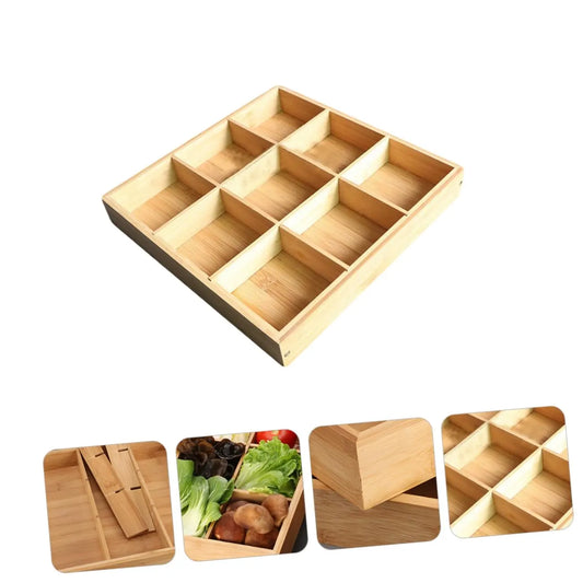 9-Compartment Bamboo Drawer Organiser, Wooden Storage Tray for Jewellery, Beads, Tea Bags, Crafts and Desk Supplies - Image 4