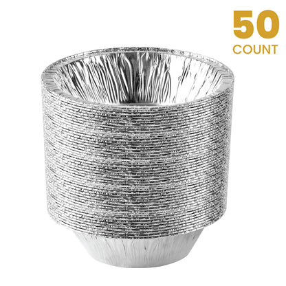 Aluminum Trays - Airfryer Trays Round - Oven Trays - BBQ Drip Trays - Disposable Trays - Aluminum Bowls - Grill Accessories - Small Baking Pans - Food Containers - Heat Resistant - Grease Collection Trays - Catering Trays - Sturdy - Silver - 50 Pieces - Image 5