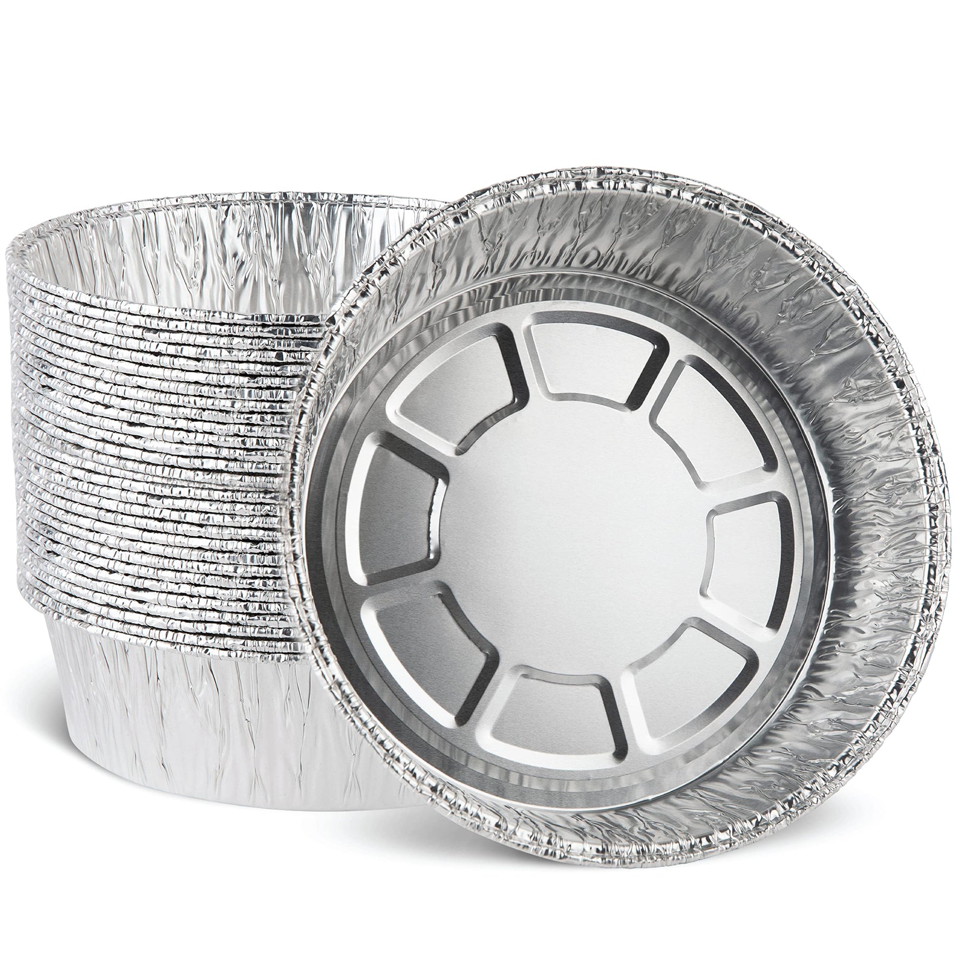Aluminum Trays - Large Oven Dishes - Airfryer Trays XXL - Aluminum Bowls - Disposable Trays - BBQ Drip Trays - Grill Accessories - Round Baking Pans - Heat Resistant - Catering Trays - Food Containers - Serving Trays - Sturdy - Silver - 50 Pieces