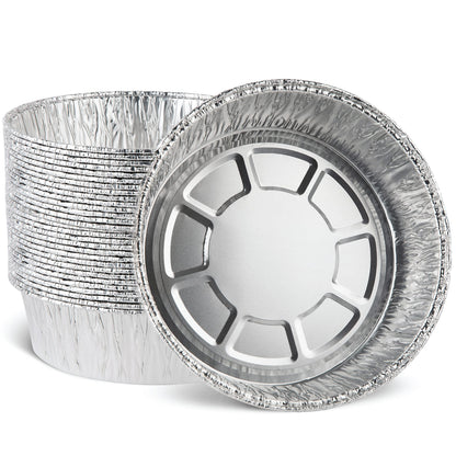 Aluminum Trays - Large Oven Dishes - Airfryer Trays XXL - Aluminum Bowls - Disposable Trays - BBQ Drip Trays - Grill Accessories - Round Baking Pans - Heat Resistant - Catering Trays - Food Containers - Serving Trays - Sturdy - Silver - 50 Pieces