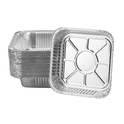 Aluminum Trays - Square Oven Dishes - Air Fryer Trays - Aluminum Bowls - Disposable Trays - BBQ Trays - Grill Accessories - Lasagna Dishes - Small Baking Pans - Heat Resistant - Food Containers - Catering - Greaseproof - Sturdy - Silver - 50 Pieces
