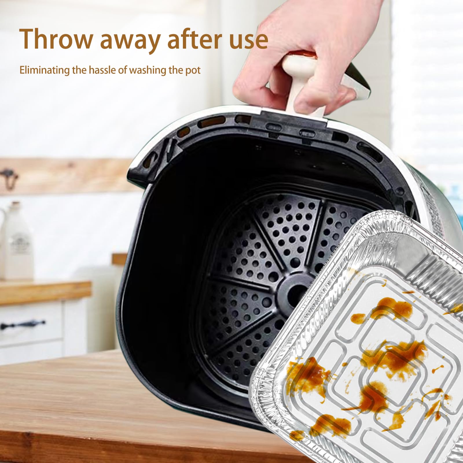 Aluminum Trays - Square Oven Dishes - Air Fryer Trays - Aluminum Bowls - Disposable Trays - BBQ Trays - Grill Accessories - Lasagna Dishes - Small Baking Pans - Heat Resistant - Food Containers - Catering - Greaseproof - Sturdy - Silver - 50 Pieces - Image 7