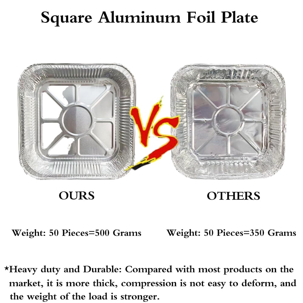 Aluminum Trays - Large Square Oven Dishes - Airfryer Trays XXL - Aluminum Bowls - Disposable Containers - BBQ Trays - Grill Accessories - Lasagna Dishes - Heat Resistant - Food Containers - Catering Dishes - Roasting Pan - Sturdy - Silver - 50 Pieces - Image 6