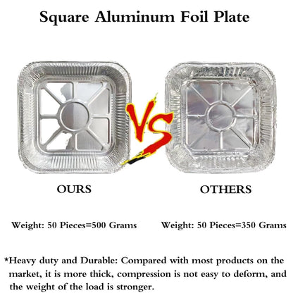 Aluminum Trays - Large Square Oven Dishes - Airfryer Trays XXL - Aluminum Bowls - Disposable Containers - BBQ Trays - Grill Accessories - Lasagna Dishes - Heat Resistant - Food Containers - Catering Dishes - Roasting Pan - Sturdy - Silver - 50 Pieces - Image 6