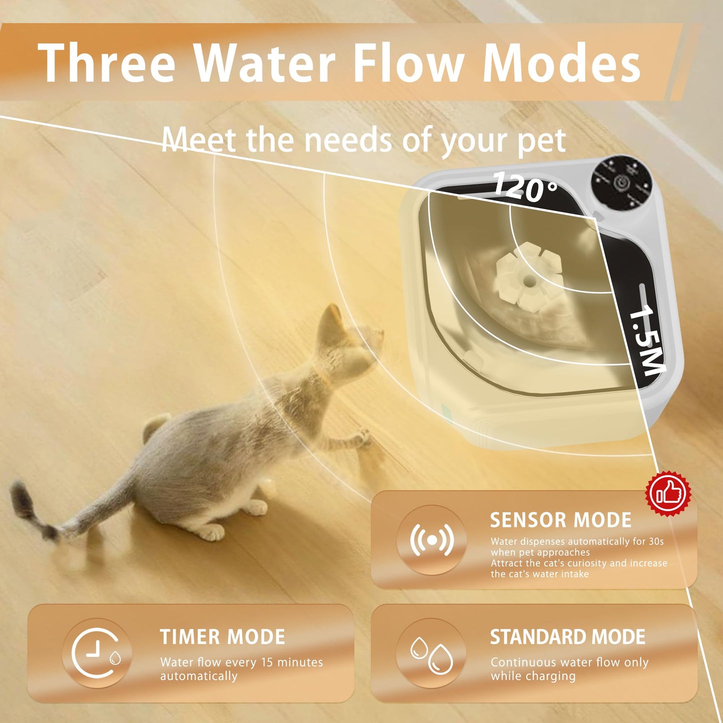 Cat Drinking Fountain - Water Fountain - Dog Drinking Bowl - Automatic Drinking Bowl - Cat Fountain - Dog Fountain - Water Dispenser - Whisper-Quiet - Includes 8 Filters - LED Lighting - Water Bowl - Pet Accessories - 2.8 Liters - White - 1 Piece - Image 3