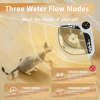 2.8 L Wireless Pet Water Fountain with 8 Filters, Quiet Automatic Drinking Bowl with LED Light for Cats and Dogs, White - Image 3