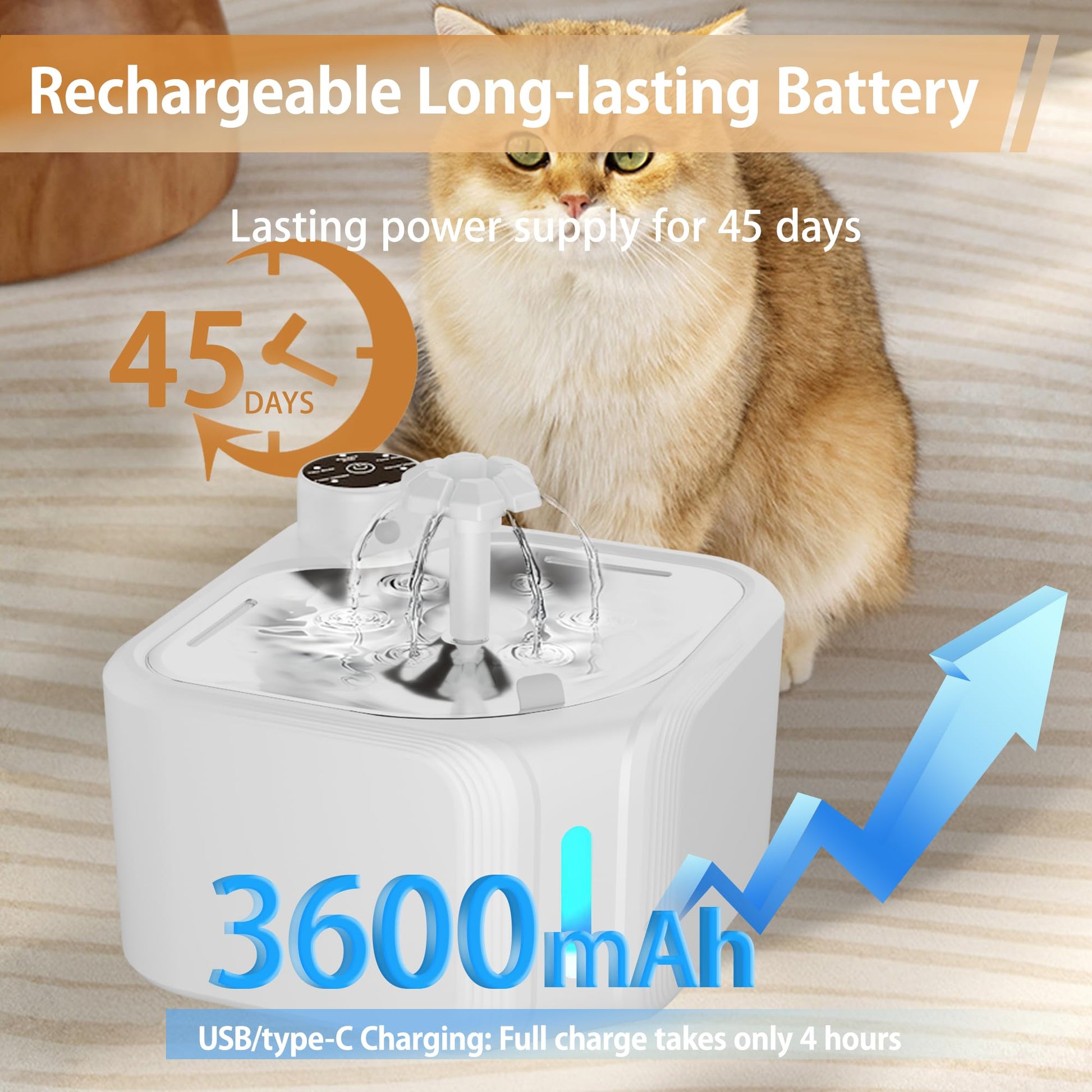 Cat Drinking Fountain - Water Fountain - Dog Drinking Bowl - Automatic Drinking Bowl - Cat Fountain - Dog Fountain - Water Dispenser - Whisper-Quiet - Includes 8 Filters - LED Lighting - Water Bowl - Pet Accessories - 2.8 Liters - White - 1 Piece - Image 6
